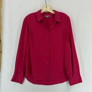 Uniqlo Button Down Long Sleeve Basic Blouse Womens Small Red